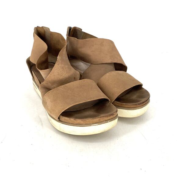 Eileen Fisher Sport Leather Tumbled Sneaker Platform Roman Sandals Size 8.5 - Picture 2 of 10